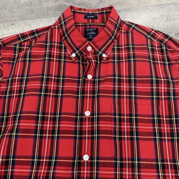 J Crew Flex Casual Shirt Men MT Medium Tall Holiday Red Tartan Long Sleeve Woven - Picture 3 of 8